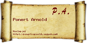 Ponert Arnold névjegykártya